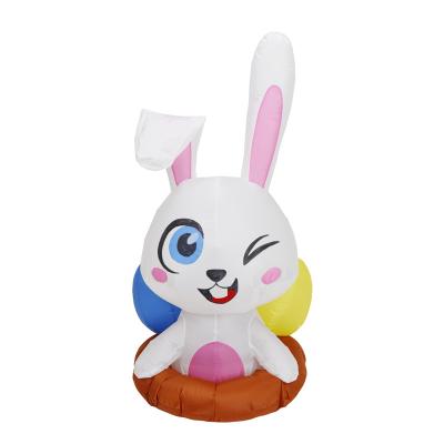 China Festival Stuff 120cm Easter Inflatables Happy Bunny With Build In LED Element Blow Up Inflatables For Outdoor Easter Yard Lawn Decoration for sale