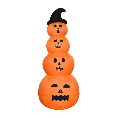 China Festival Stuff 240cm Halloween Inflatable Four Pumpkin With Explosion Element LED Inflatables For Outdoor Halloween Yard Garden Lawn Decoration for sale