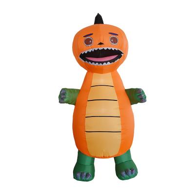 China Festival Stuff 240cm Halloween Inflatable Pumpkin Dinosaur With Explosion Element LED Inflatables For Outdoor Halloween Yard Lawn Decoration for sale