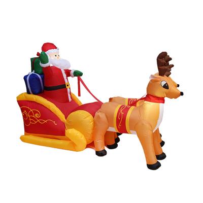 China Popular Christmas Gift 230cm Christmas Decoration Inflatable Deer Carriage Outdoor Element LED Blow Up Inflatables For Outdoor Garden Lawn Decoration for sale