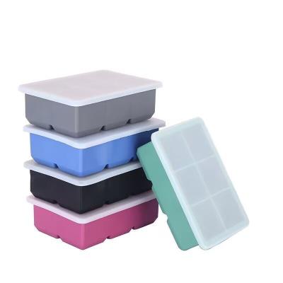 China Ice Molding Function Square Silicone Ice Cube Trays Set for Whiskey Cocktails Bourbon for sale