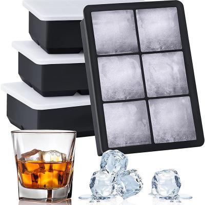 China Square Ice Cube Trays Set BPA Free Reusable Mold for Whiskey Cocktails Bourbon Sample for sale