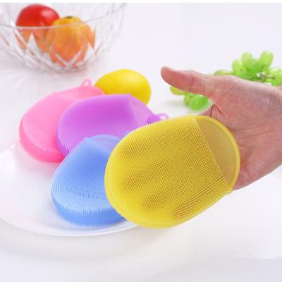 China Double Side Silicone Sponge Dish Washing Brush for Stain-resistant Kitchen Cleaning for sale