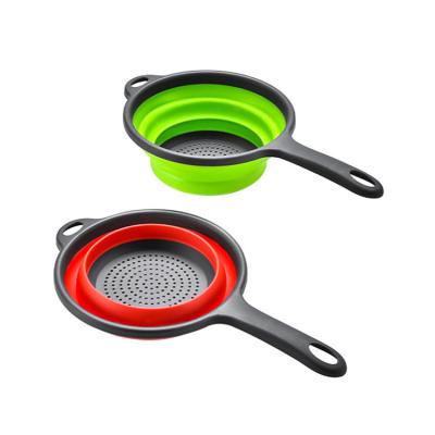 China Kitchen Tools Round Basket Collapsible Colander Sink Strainer Set with PP TPR Handle for sale