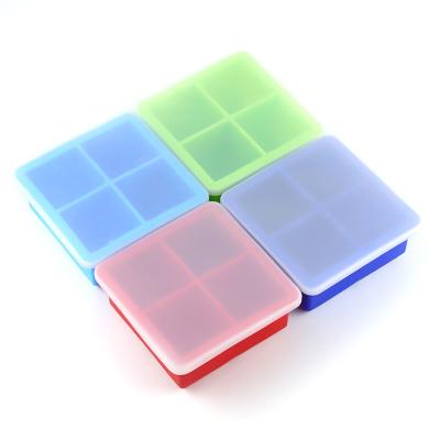 China Custom Logo 116g Bpa Free Silicone Ice Cube Tray With Lid Mold Shape Supply for sale