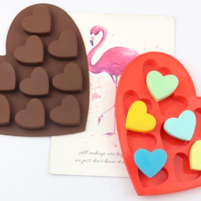 China Disposable Dark Red Silicone Soap Mold for 10 Heart-Shaped Chocolate Kitchen Supplies for sale