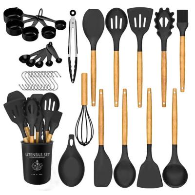 China 24 Pieces Non-Stick Wooden Handle Silicone Kitchen Gadget Set with Customized Options for sale