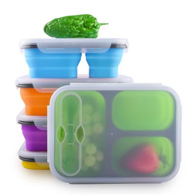 China 3 Compartment Children Leak Proof Bento Reusable Food Storage Containers With Fork for sale