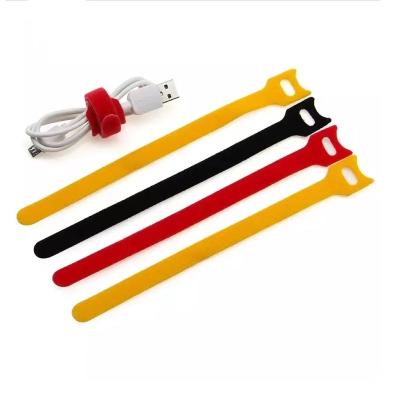 China SUSTAINABLE WILD FREE side reusable soft nylon double wire wraps adjustable cable tie back to back hook and loop strap for sale