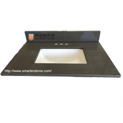 China Traditional Pure Gray Quartz Vanity Top 36