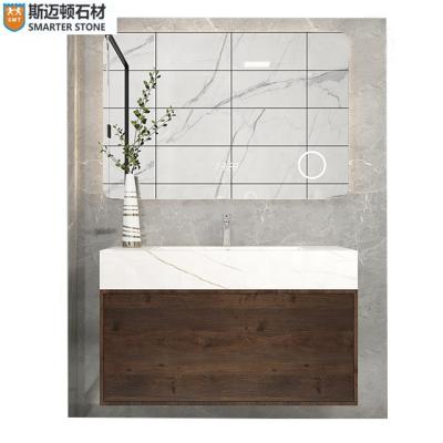 China Stocked Bath Furniture Sintered Stone Bathroom Vanity Cabinet for sale