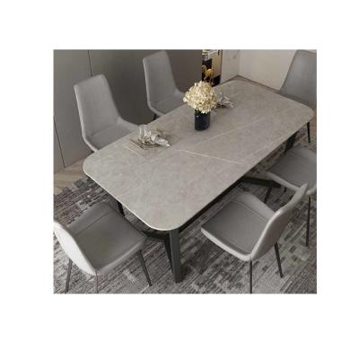 China Factory Direct Style Unadjustable Modern Dining Table With Chipboard Stone Table Top for sale