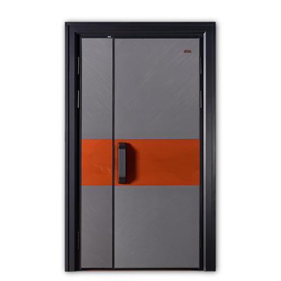 China French Doors Gray Metal Exterior Solid Aluminum Front Doors Design Luxury Anti-theft Exterior Metal for sale