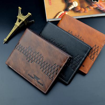 China Fashion Slim Male ID Card Money Coin Bifold Wallet for Cards and Cash Money Cut Wallets Leather Men for sale