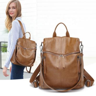 China Waterproof Women Fashion PU Leather Backpack Purse Waterproof College Bookbag Shoulder Bag Hobo Handbags for sale