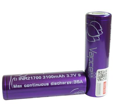 China Vapcell INR21700 3100mAh 35A 3.7V High Drain Li-ion rechargeable wholesale battery for power tools, ebikes for sale