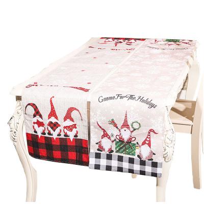 China Jacquard Christmas Nonwoven Fabric Two Color Canvas Decoration Table Runner Optional for sale