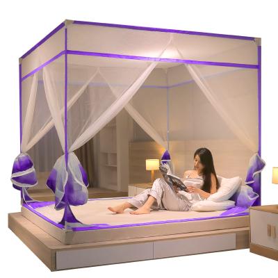 China Factory Wholesale Fashion Polyester Folded Shape Bedroom King Size Bed Rectangular Mosquito Net for sale