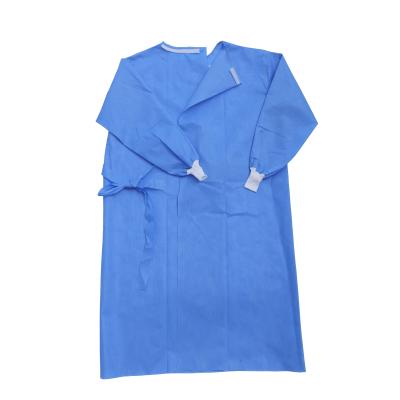 China Medical Hospital Disposable Isolation Gown Blue SMS PP PE Gown Waterproof Drapes And Gowns for sale