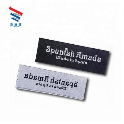 China Viable custom cheap apparel woven back offset brand logo size standard neck apparel labels for sale