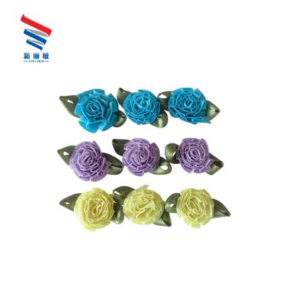 China Beautiful and special colorful pre-made gift decoration bow to smudge flower rose ribbon for sale