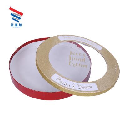 China Round Shape Recyclable Luxury Large Lid Packaging Gift Hard Paper Box With PVC Window for sale