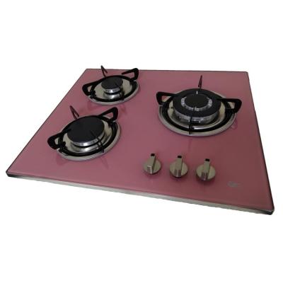 China Multifunctional Household 3-Head Gas Stove Energy Saving Tempered Glass Three Burner Built-in Gas Cooker for sale