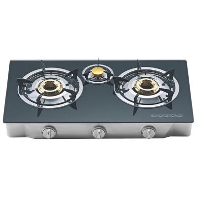 China Household Direct Sale Design Competitive Price Tempered Glass Cookware 3 Burner Stove for sale