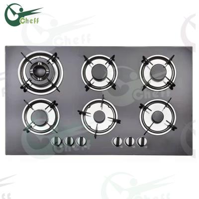 China Tempered Glass 6 Burner Hot Stove Household Sale Built-in Gas Hob For Cooking for sale