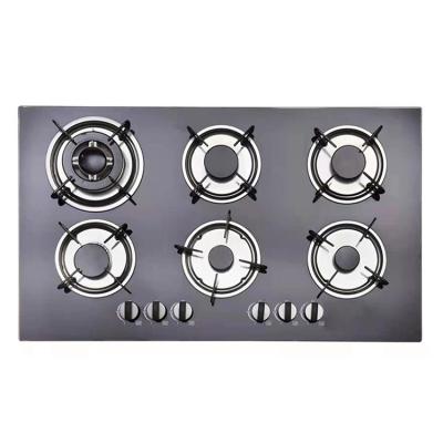 China Hot Tempered Glass 6 Burner Kitchen Household Sales Gas Hob Built-in Stove for sale