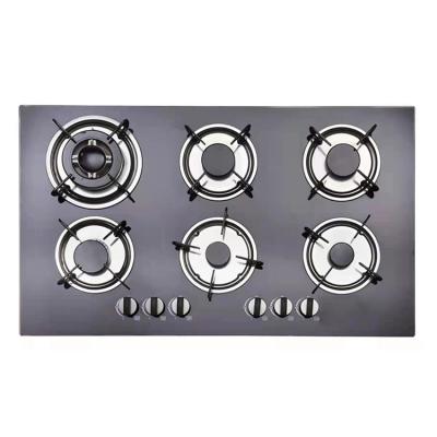 China Wholesale Household Low Price 6 Burner Tempered Glass Gas Hob Built In Cooker Lpg Gas Stove Natural Gas Cooktops for sale