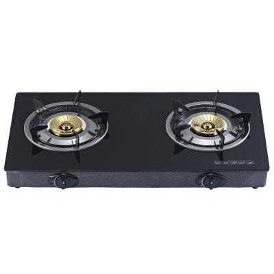 China Household Kitchen Tempered Glass 2 Burner Stove Home Cooker Easy To Clean Desktop Gas Stove for sale