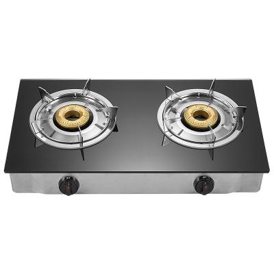 China Best Household Black Tempered Glass Cooktop Flame Desktop Gas Hob 2 Burners Gas Stove for sale