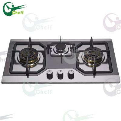 China Household Factory Competitive Price Stainless Steel Three Burner Gas Stove Integrated Hob for sale