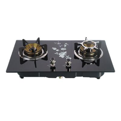 China High Quality Integrated Household Lpg Tempered Glass Two Burner Stove Gas Cooker for sale