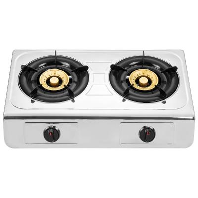 China Household Two Burner China Manufacture Gas Stove Stainless Steel Cooktops Gas Consumption Table Brass Cooker Low for sale