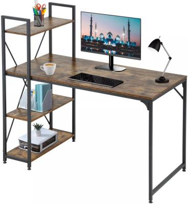 China Double side l shape modern high quality retro student style modular computer table desk modern portable desk with shelf for sale