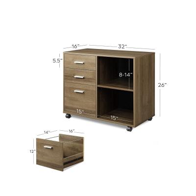 China Save File Modern Commercial Office Furniture Drawer Locking Wooden Movable Storage Filing Cabinet for sale