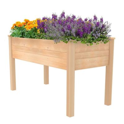 China Modern Outdoor Backyard Patio Elevated Wooden Planter Box Raised Garden Bed for sale