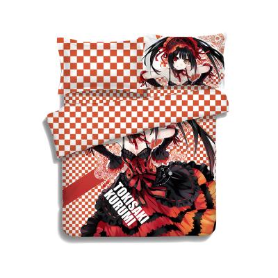 China Newest Nondisposable custom made bedding set 4pcs Tokisaki Kurumi 3d live anime bedding set for sale