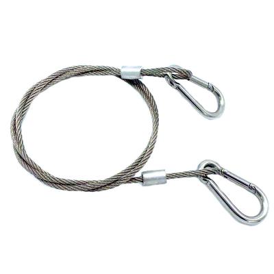 China High quality stainless steel wire rope ceiling suspension good tension and durability hanging clamp cable with spring hook in china for sale