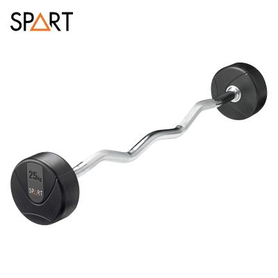 China Modern Wholesale Strength Training Weights Plates PU Curved Bar Barbell Weight Set Customized Logo Availabled for sale