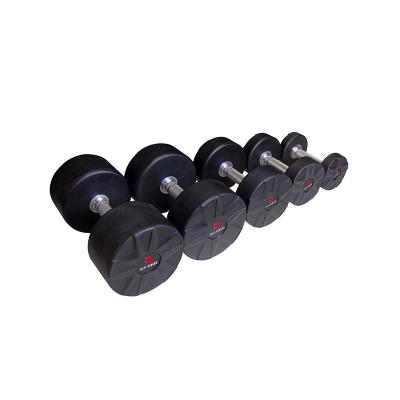 China Custom Logo 10kg Dumbbell Durable Anti-Skid Healthy Sport Grip Dumbbell Set Gym Weight Urethane Rubber Dumbbell for sale