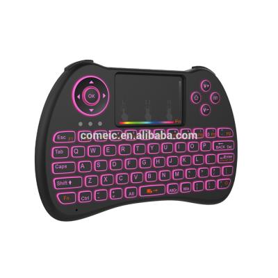 China Mini Touchpad Air Rainbow Series Wireless Multi Colored Backlit Keyboard Mouse h9 Backlit Keyboard for sale