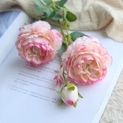 China Direct Silk Cabbage Rose Wedding/Artificial Flower Plant Home Decoration SYB51010 3 Heads Artificial Peony Decorative Flowers for sale