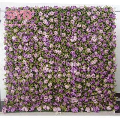 China Wedding Artificial Flowers Flower Panel Roll Up Fabric Back White Rose Large Artificial Fabric Flower Wall Backdrop for sale