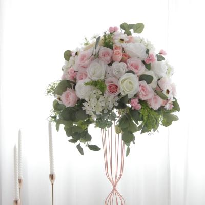 China Wedding Decoration Artificial Flower Ball Silk Table Runner Wedding Centerpieces for sale