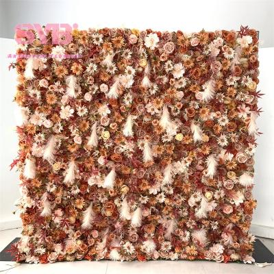 China Realistic Artificial Flowers Wedding Decor Flower Panel Wrap Back Cloth Artificial Flower Wall Backdrop Large For Events for sale