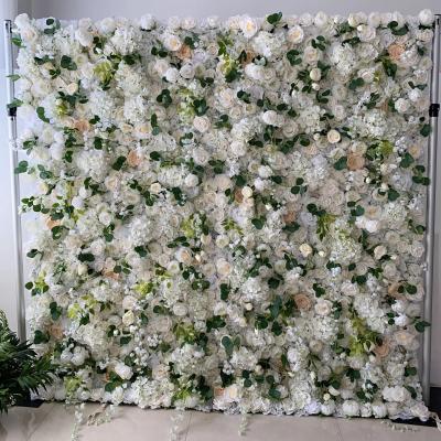 China Realistic Artificial Flowers Wedding Decor Flower Panel Wrap Back Cloth Artificial Flower Wall Backdrop Large For Events for sale