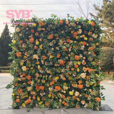 China Realistic Artificial Flowers Wedding Decor Flower Panel Wrap Back Cloth Artificial Flower Wall Backdrop Large For Events for sale